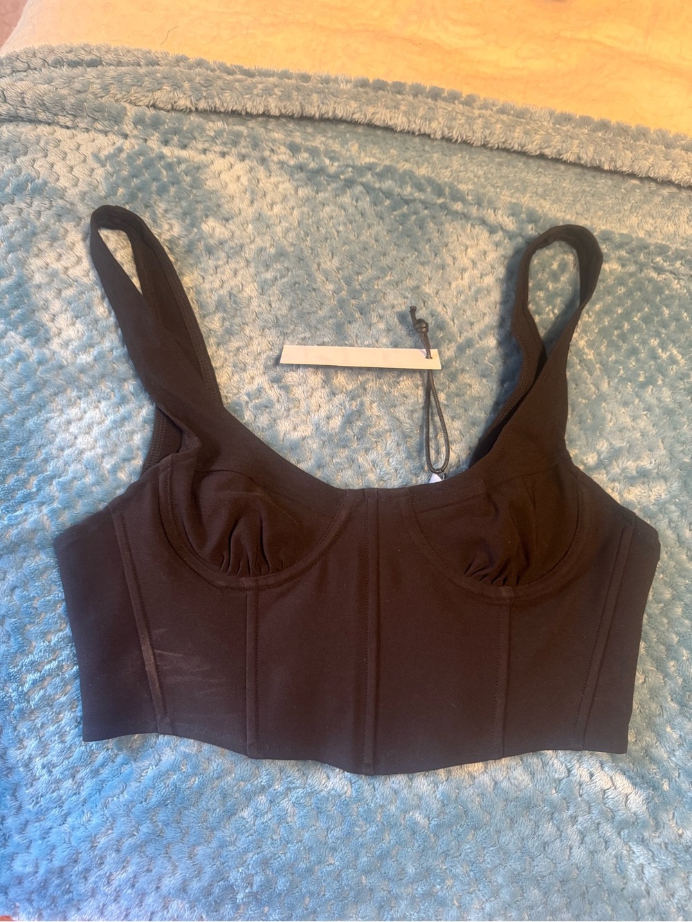 Black Longline Bralette Crop Top - Women Intimates nwt